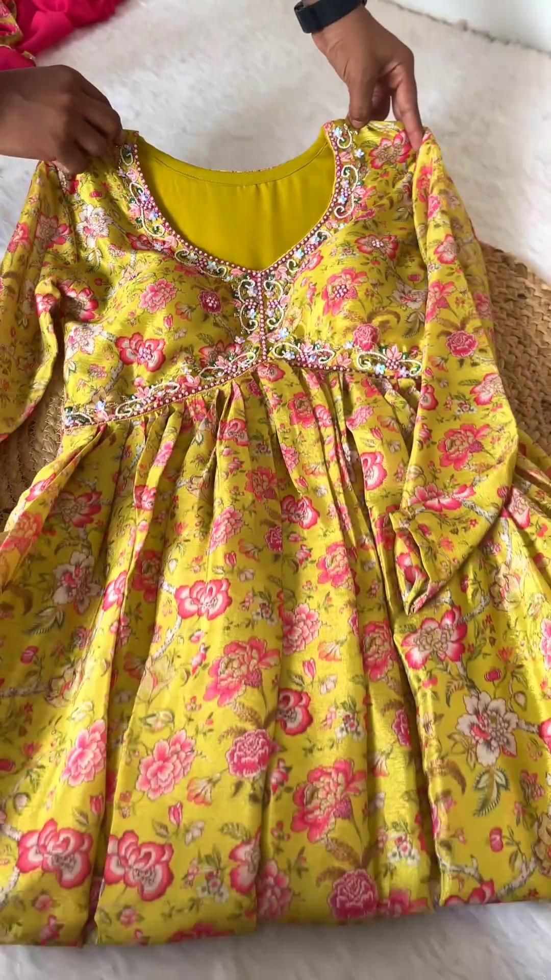 yellow color handwork kediya set with dupatta