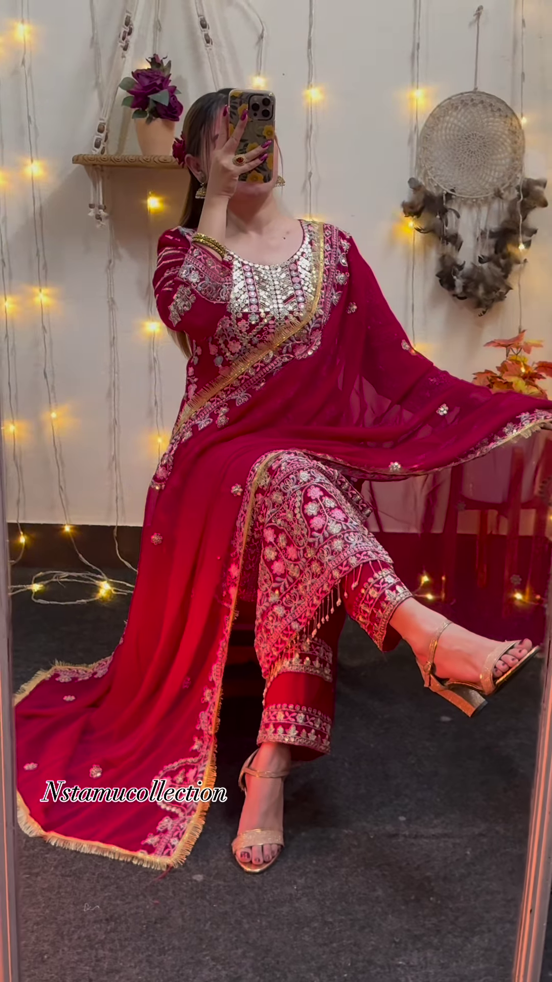 Woman's daily wear heavy embrodary top , plazo with fancy dupataa set in georgette