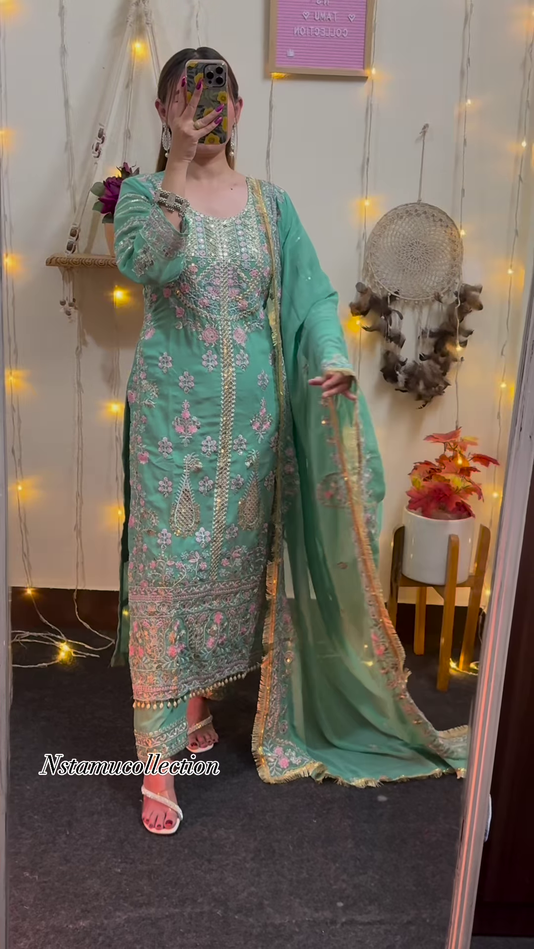 Woman's daily wear heavy embrodary top , plazo with fancy dupataa set in georgette