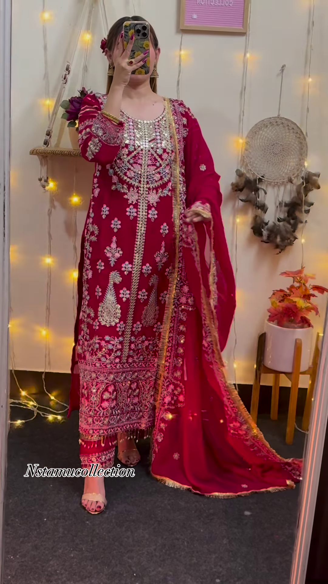 Woman's daily wear heavy embrodary top , plazo with fancy dupataa set in georgette