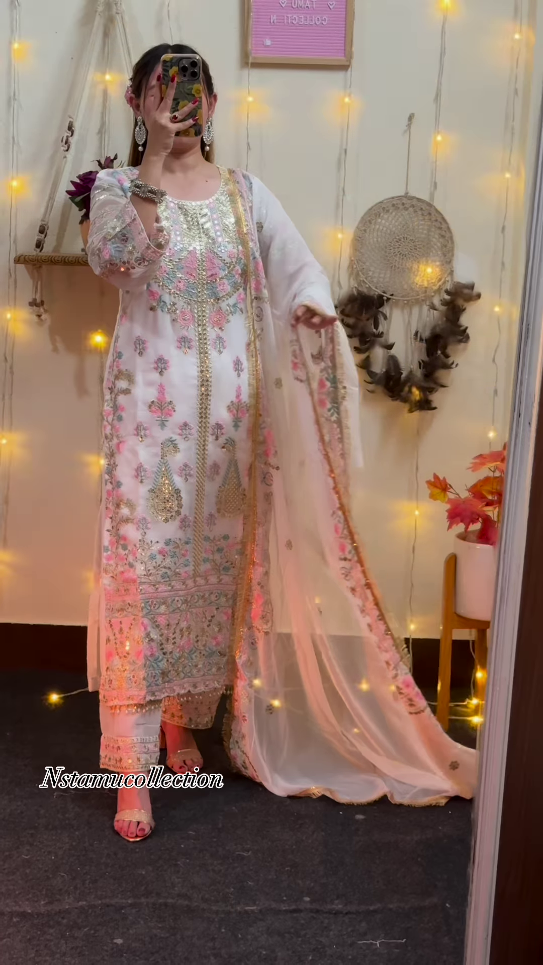 Woman's daily wear heavy embrodary top , plazo with fancy dupataa set in georgette