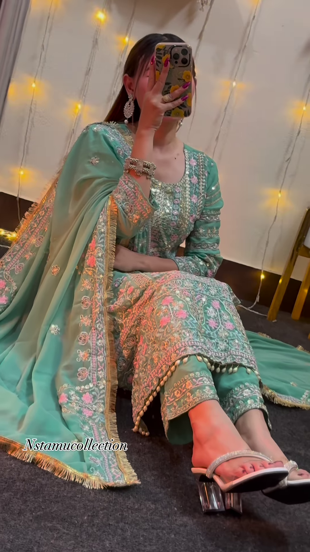 Woman's daily wear heavy embrodary top , plazo with fancy dupataa set in georgette