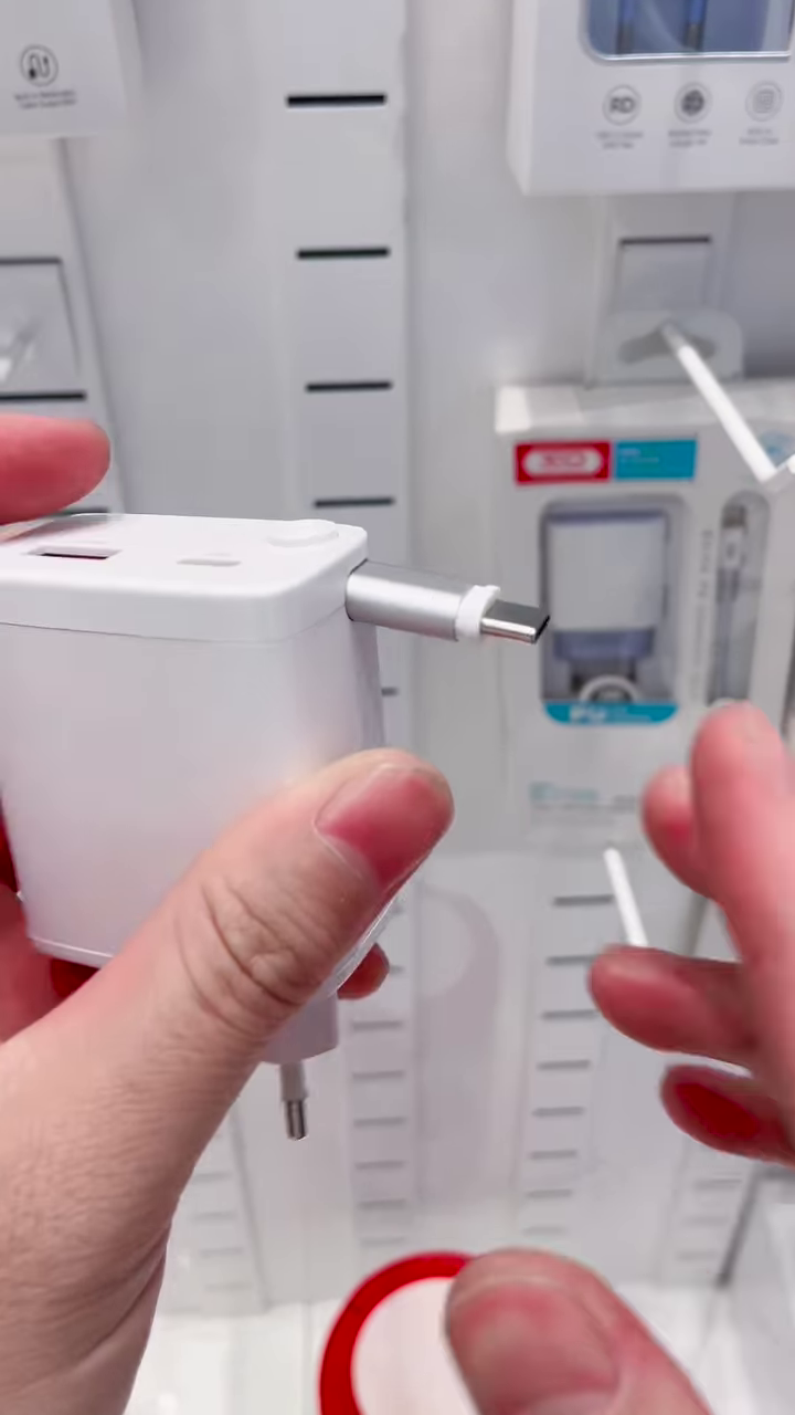 All-in-One Wall Charger with Built-In Type-C Connector – Travel-Friendly Fast Charging Solution