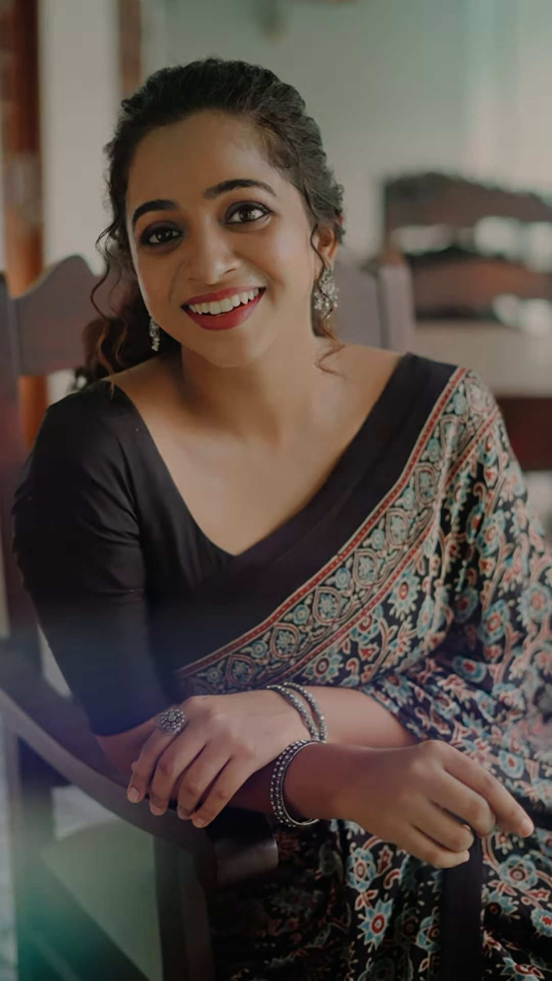 Black colored poly cotton ready to wear saree