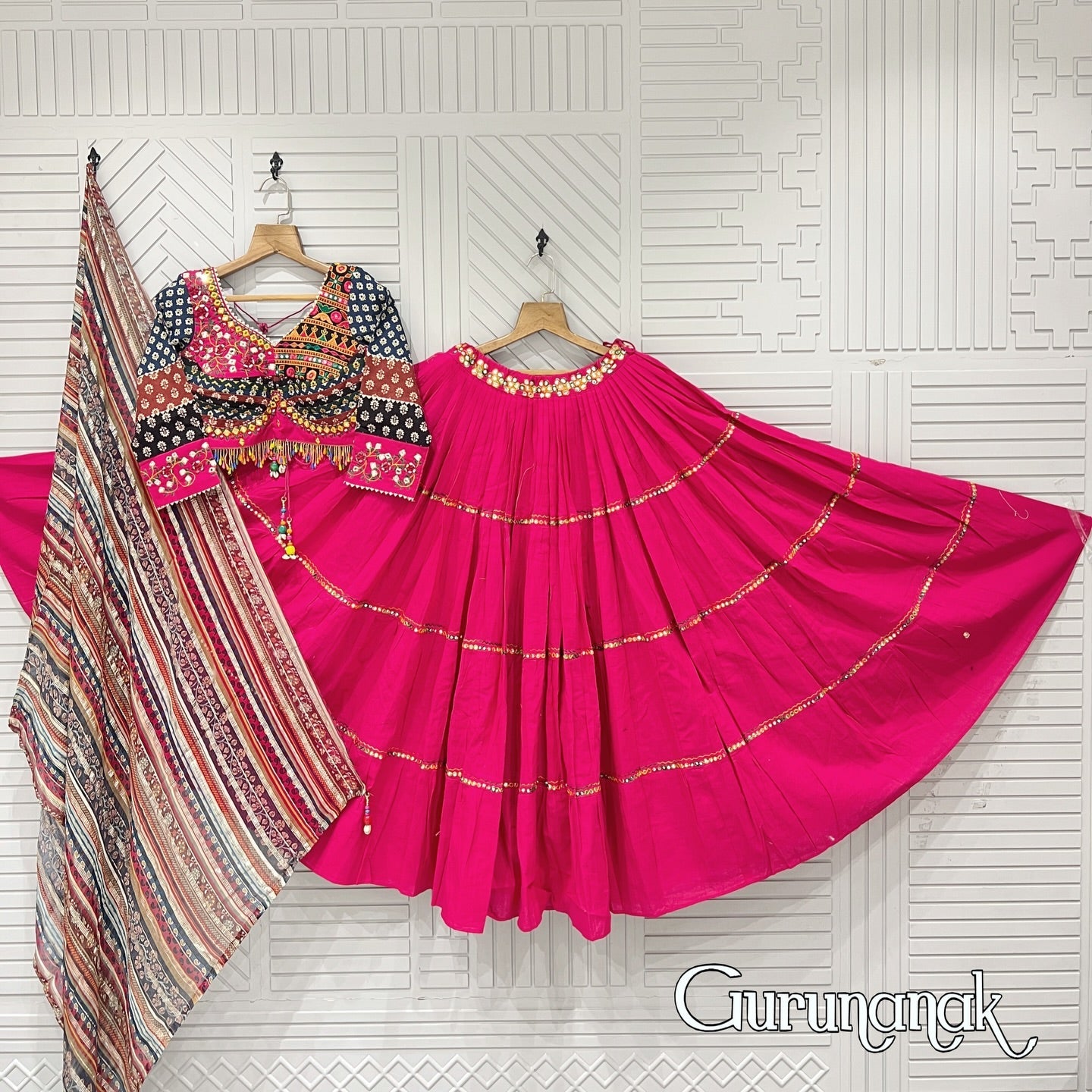Tussar Silk Patola Printed Lehenga Choli.