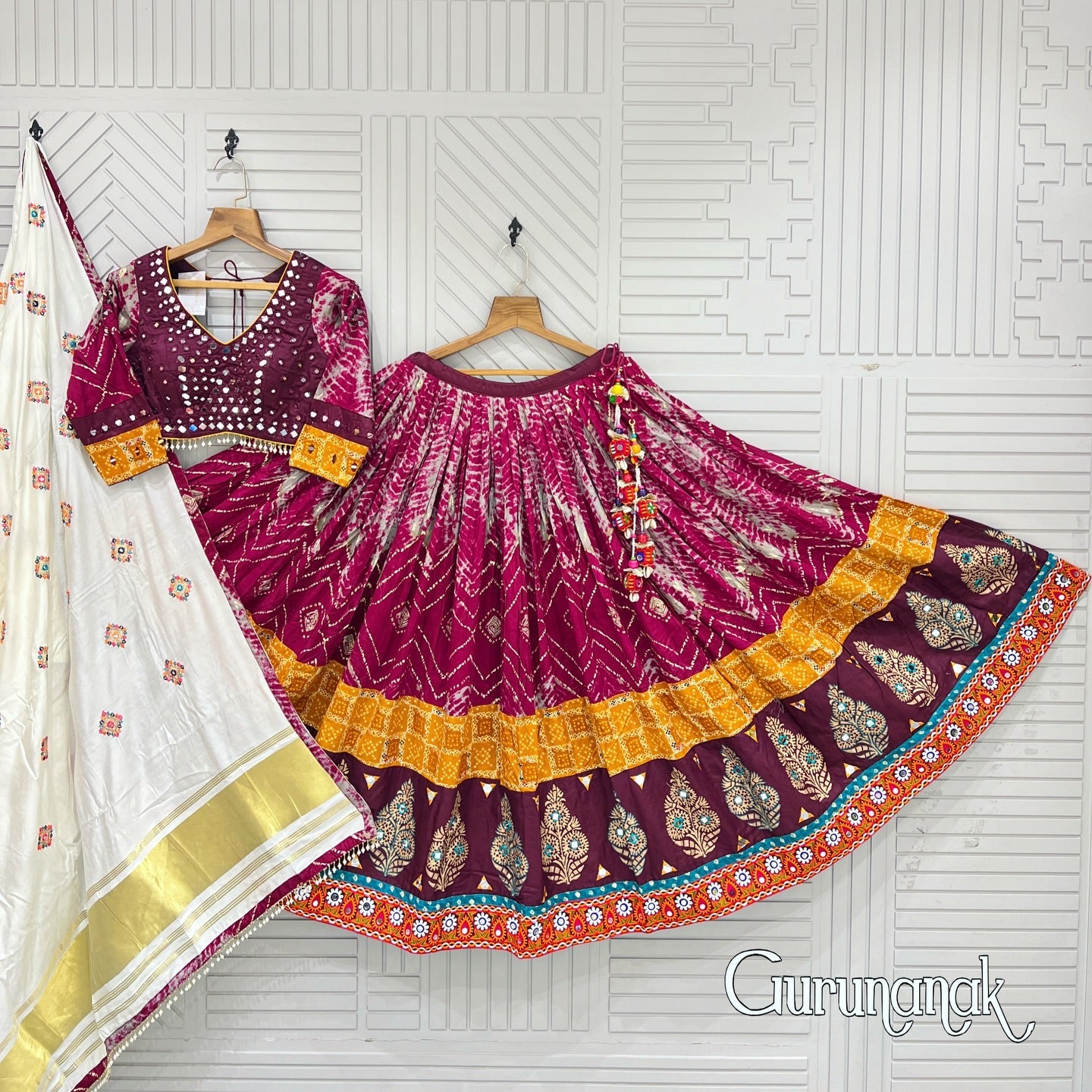 Tussar Silk Patola Printed Lehenga Choli.