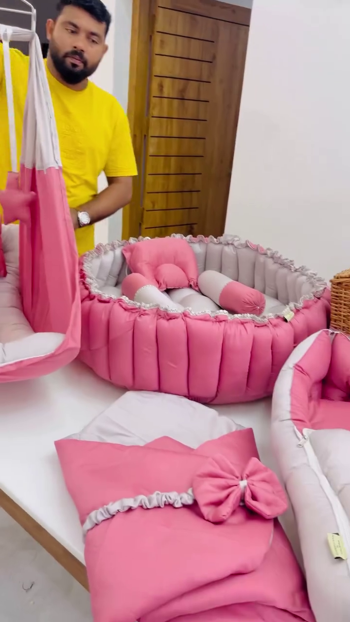 Coordinated Baby Lounger, Sleeping Bag, and Hanging Cradle Set – Soft and Comfortable for Infants