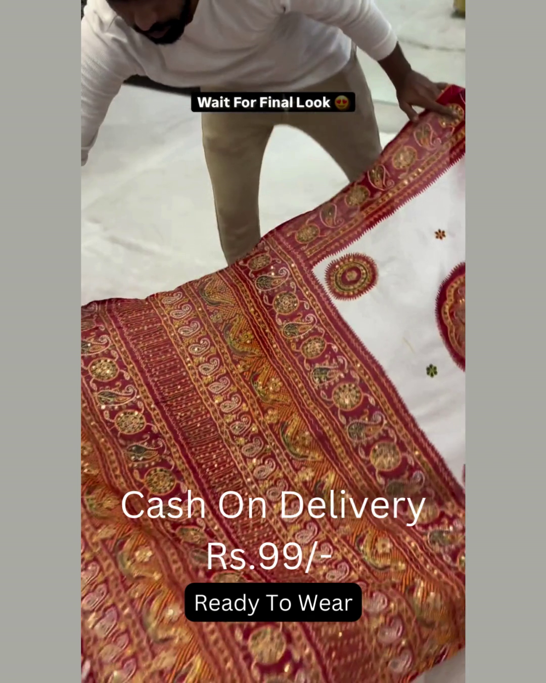 RED AND WHITE VINTAGE DUPATTA