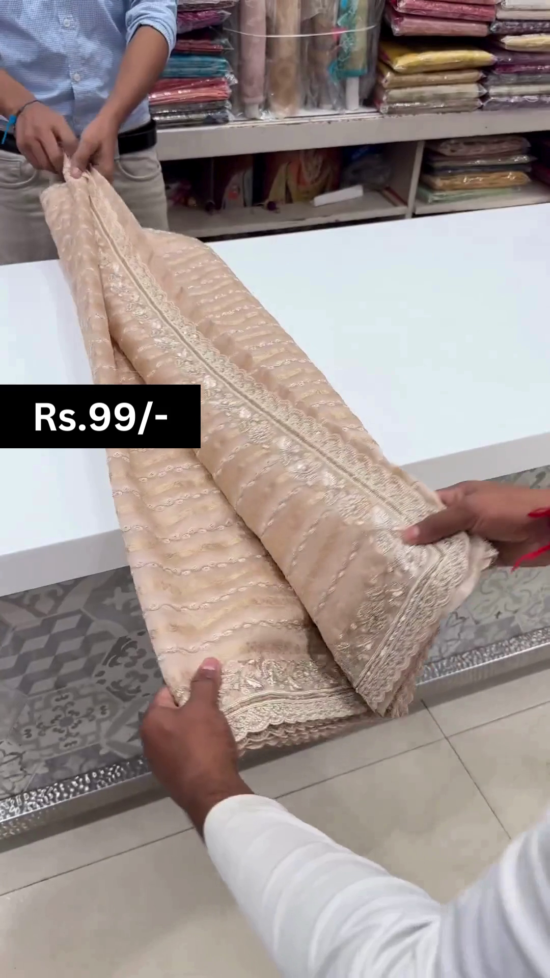 Beautiful Beige Saree Adorned With Resham Thread Work