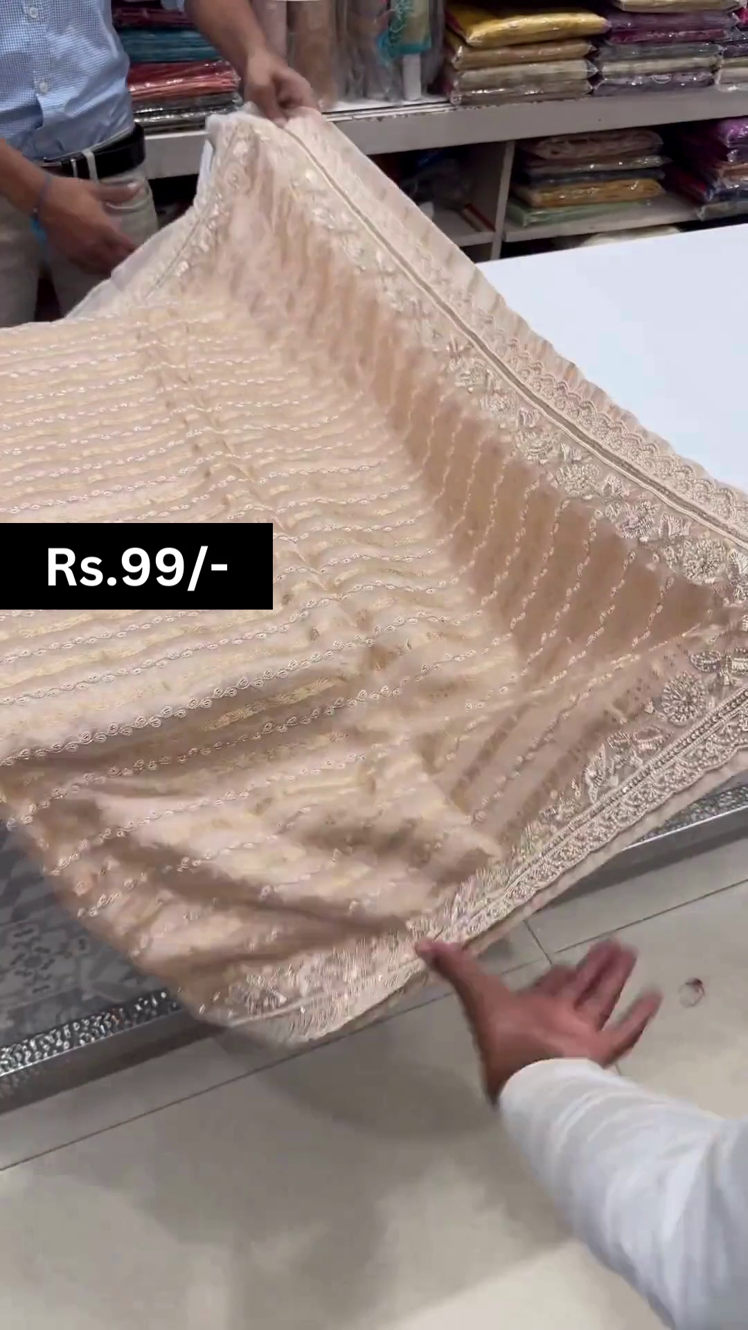 Beautiful Beige Saree Adorned With Resham Thread Work