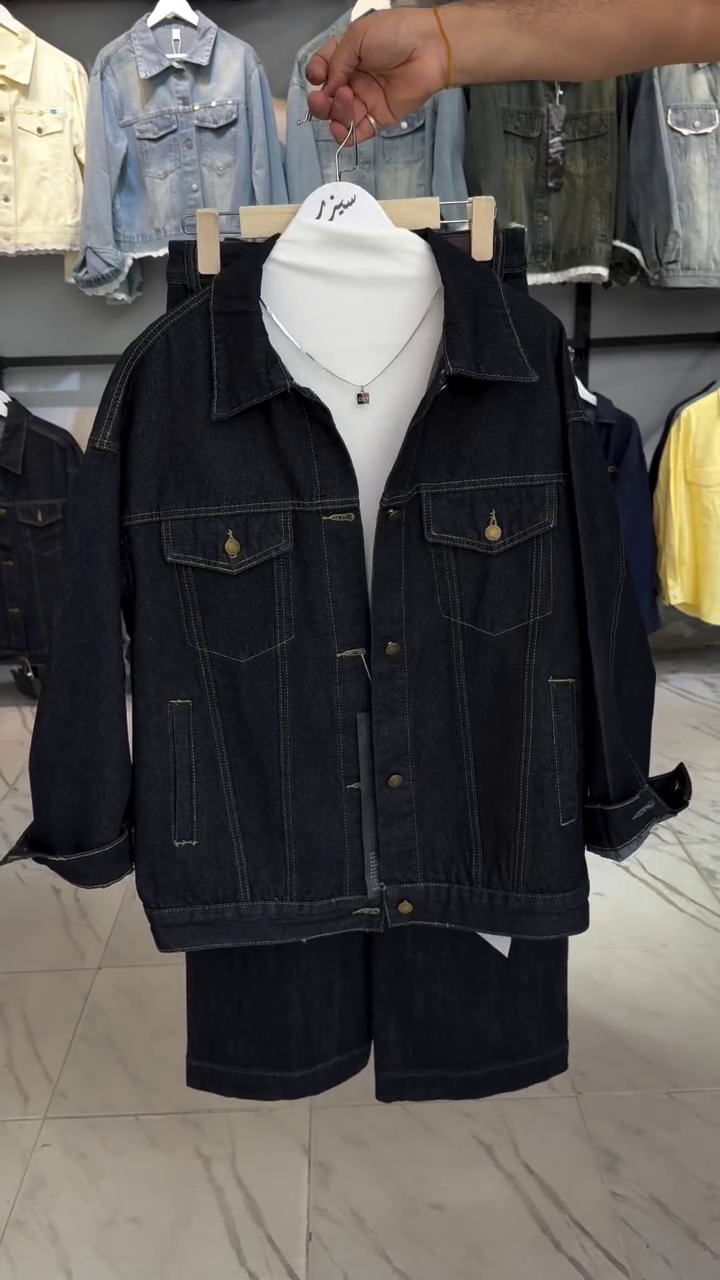 ✨ PREMIUM DARK DENIM CO-ORD SET – JACKET & SHORTS ✨