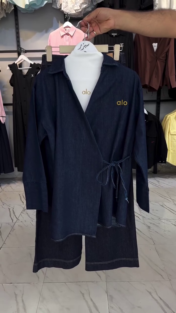 ✨ PREMIUM DARK DENIM KNOT-STYLE CO-ORD SET | ELEGANT • TRENDY • ALL-SIZE ✨