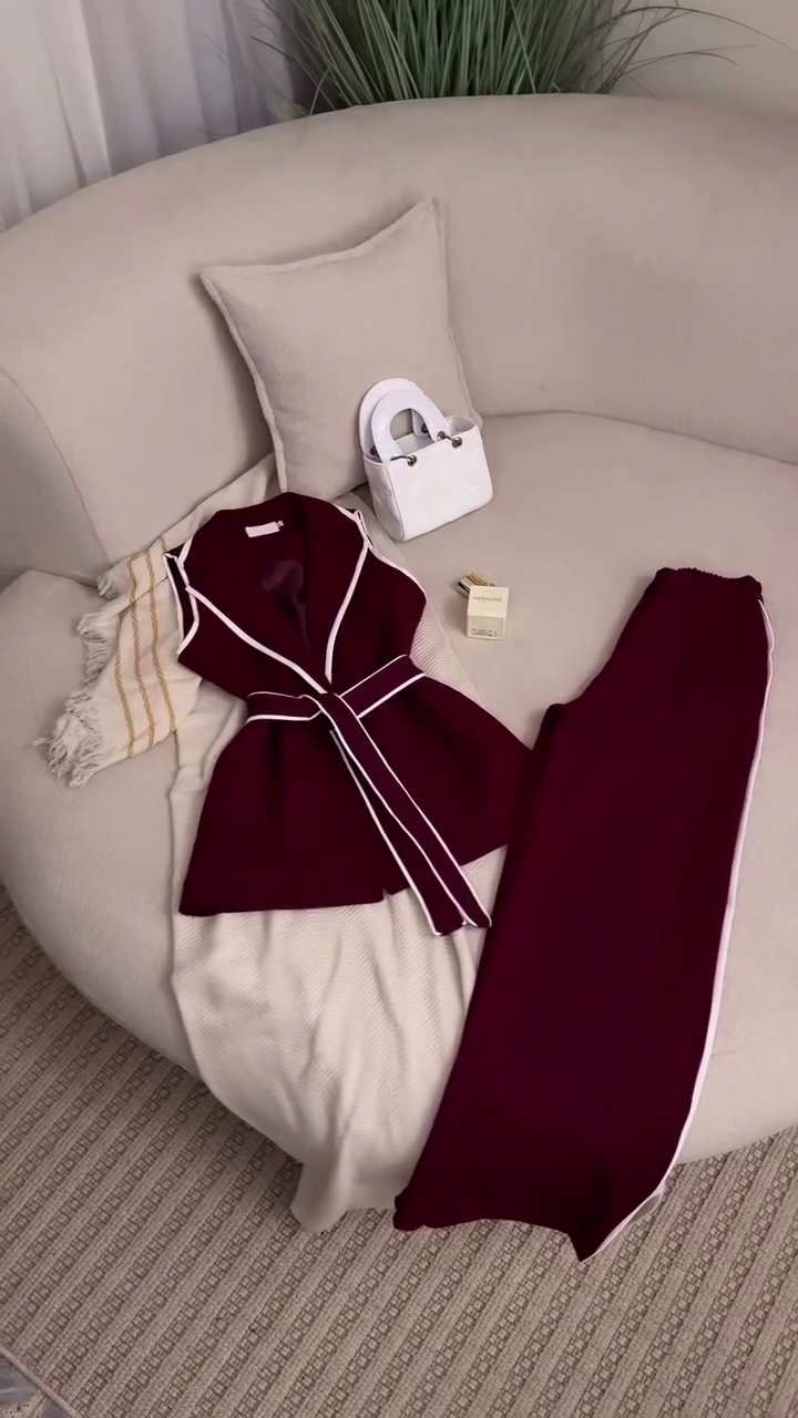 🍷 RoyalGrace™ Burgundy Belted Knit Set – Multi-Design | XXS–XXL 🍷