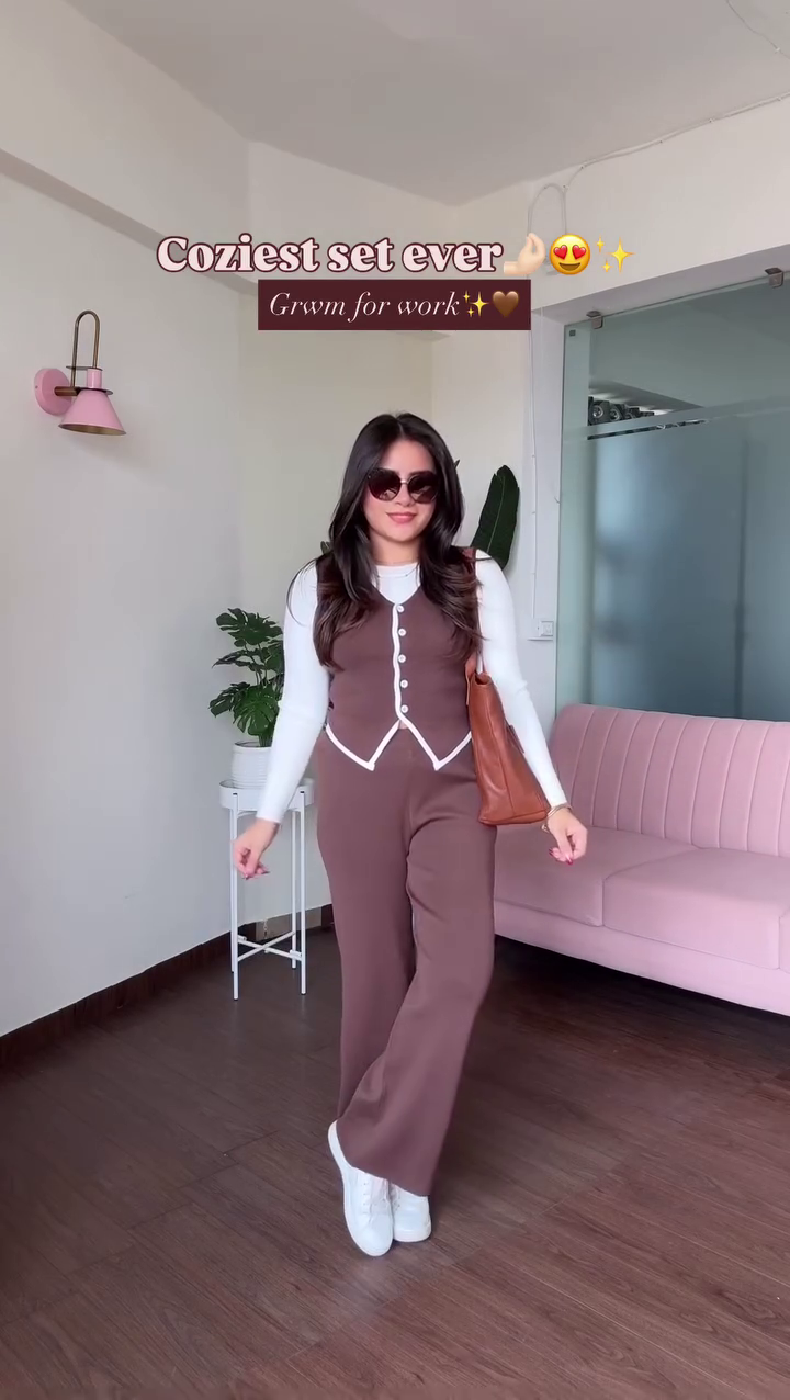 “Cozy Chic Knit Vest & Wide-Leg Trouser Co-ord – Elegant Workwear & Winter Set in Multiple Colors & Sizes (XXS–XXL)”