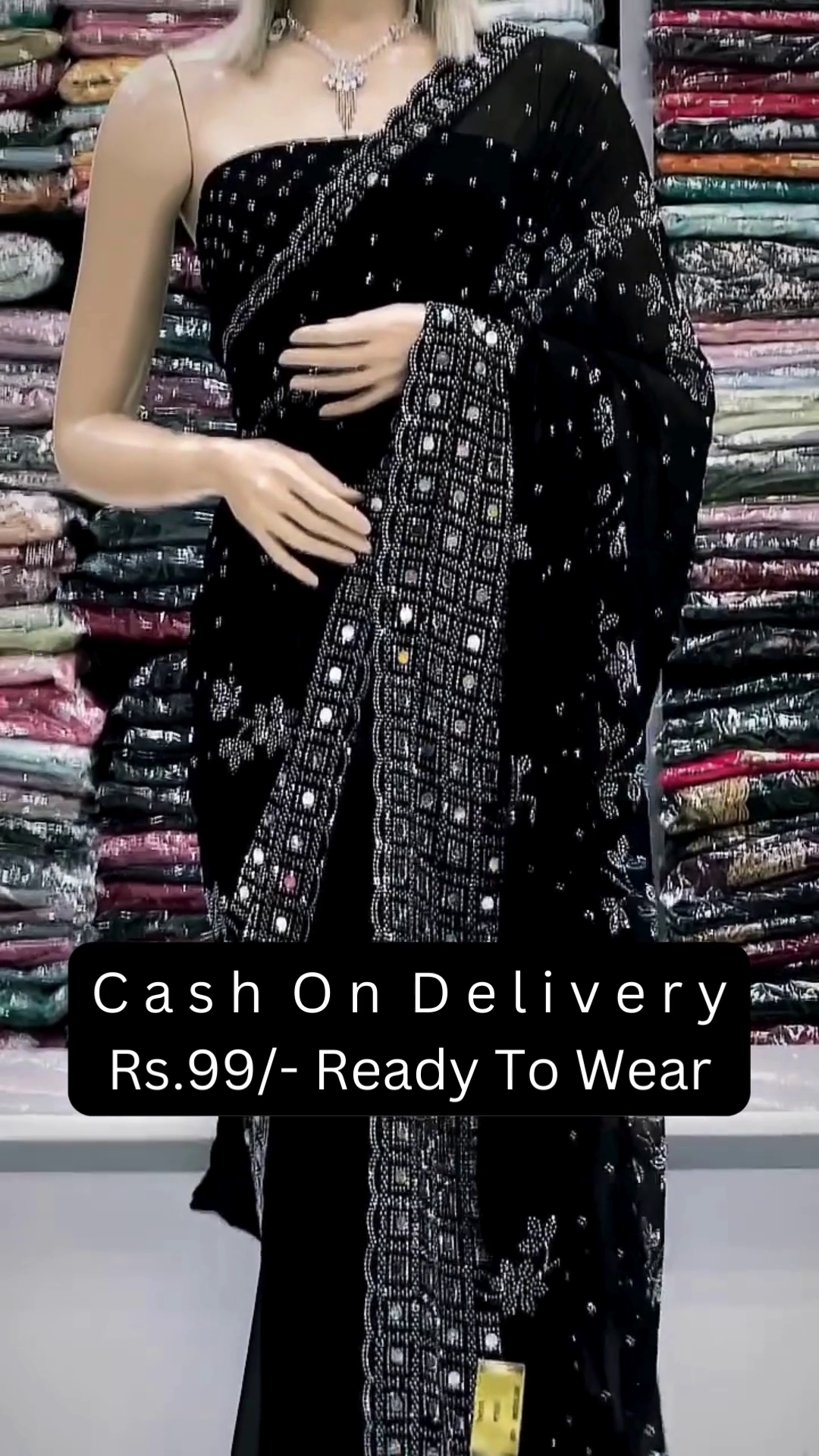 🖤✨ Midnight Elegance Ready-to-Wear Saree – Classic Glam Edition ✨🖤