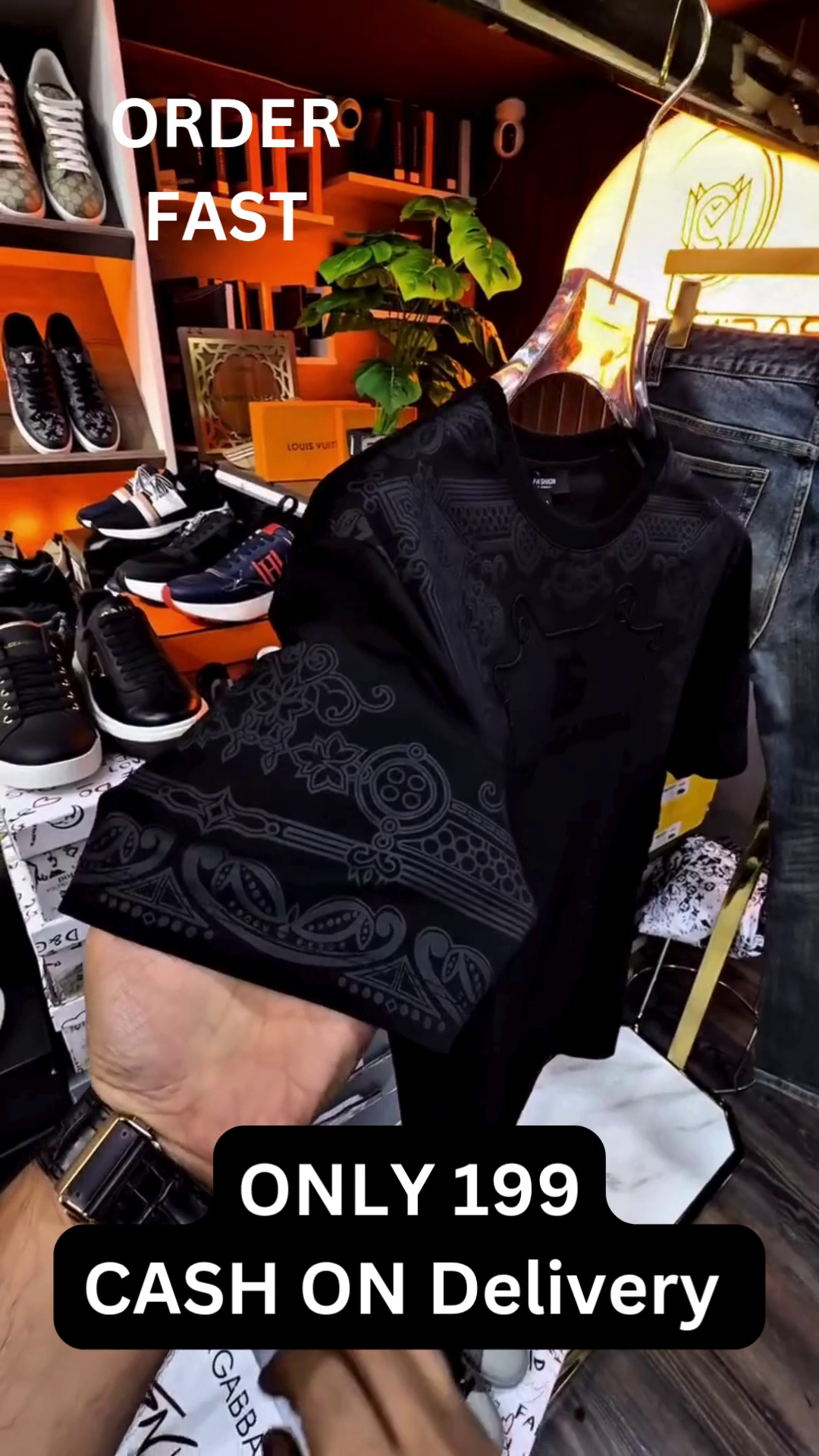 🖤✨ Luxury Noir Designer-Inspired T-Shirt – Milano Edition ✨🖤