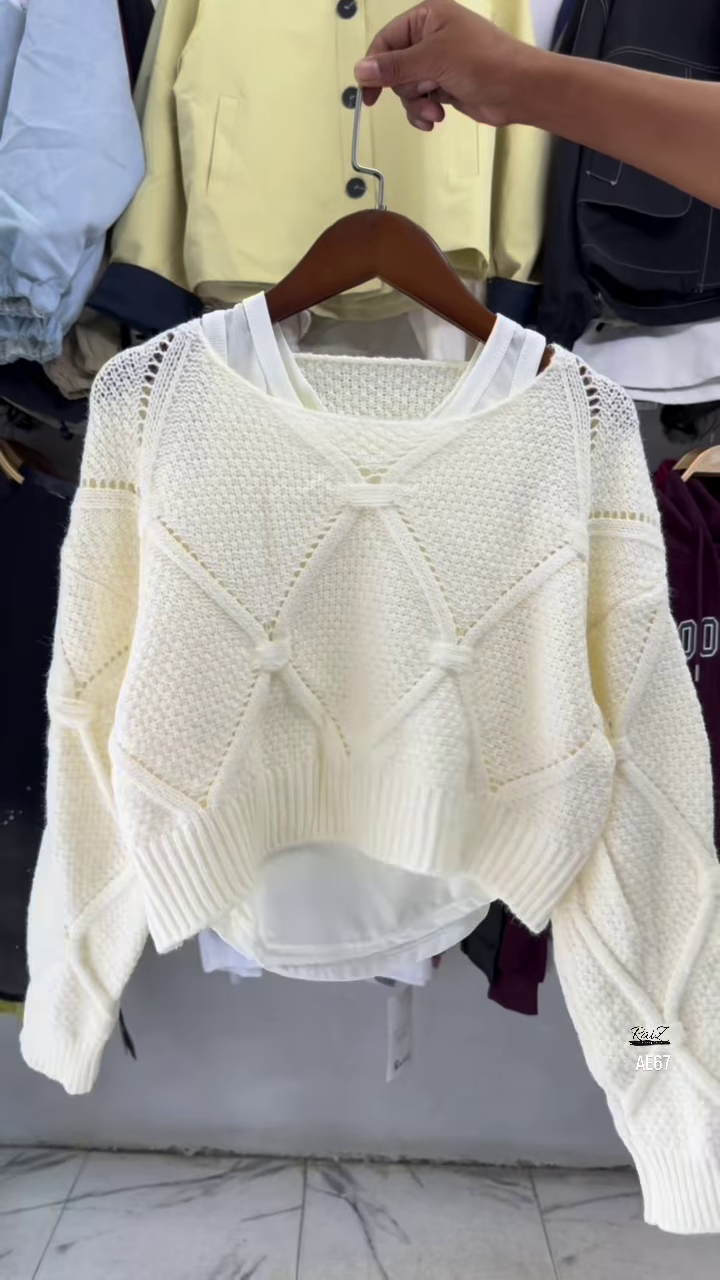 🤎 Cozy Chic Cropped Knit Layered Sweater – Trendy Comfort with a Modern Twist (XXS–XXL) ✨