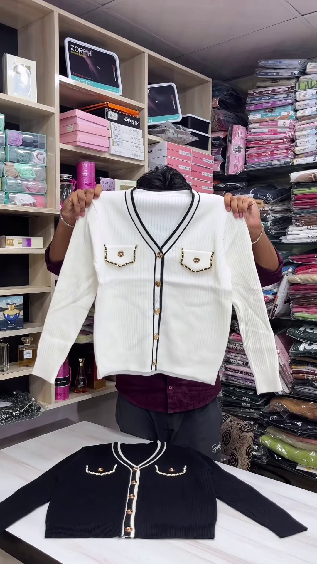 🤍 Elegant Charm Ribbed Knit Cardigan – Timeless Style with a Luxury Touch (XXS–XXL) ✨