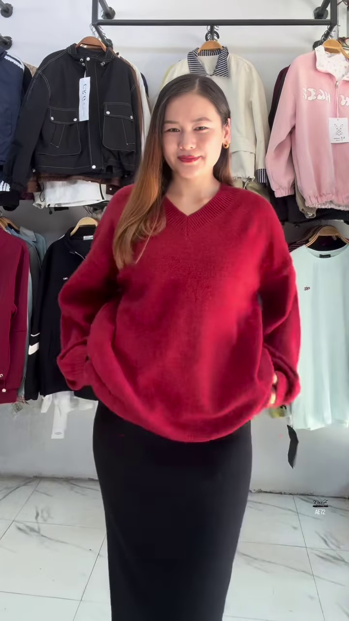 🤎 CloudSoft V-Neck Cozy Knit Sweater – Everyday Comfort with Timeless Style (XXS–XXL) ✨