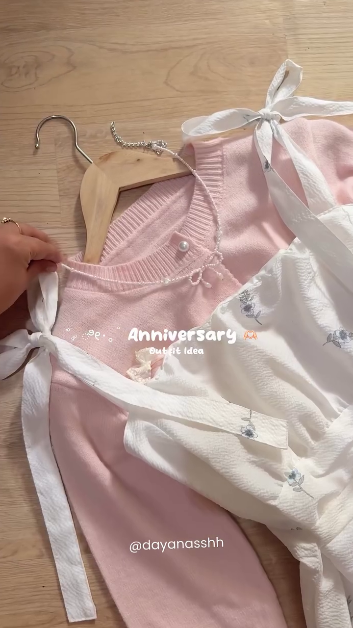 🌸 Blush Bloom Layered Dress Set – Soft Girl Aesthetic Dream 🌸