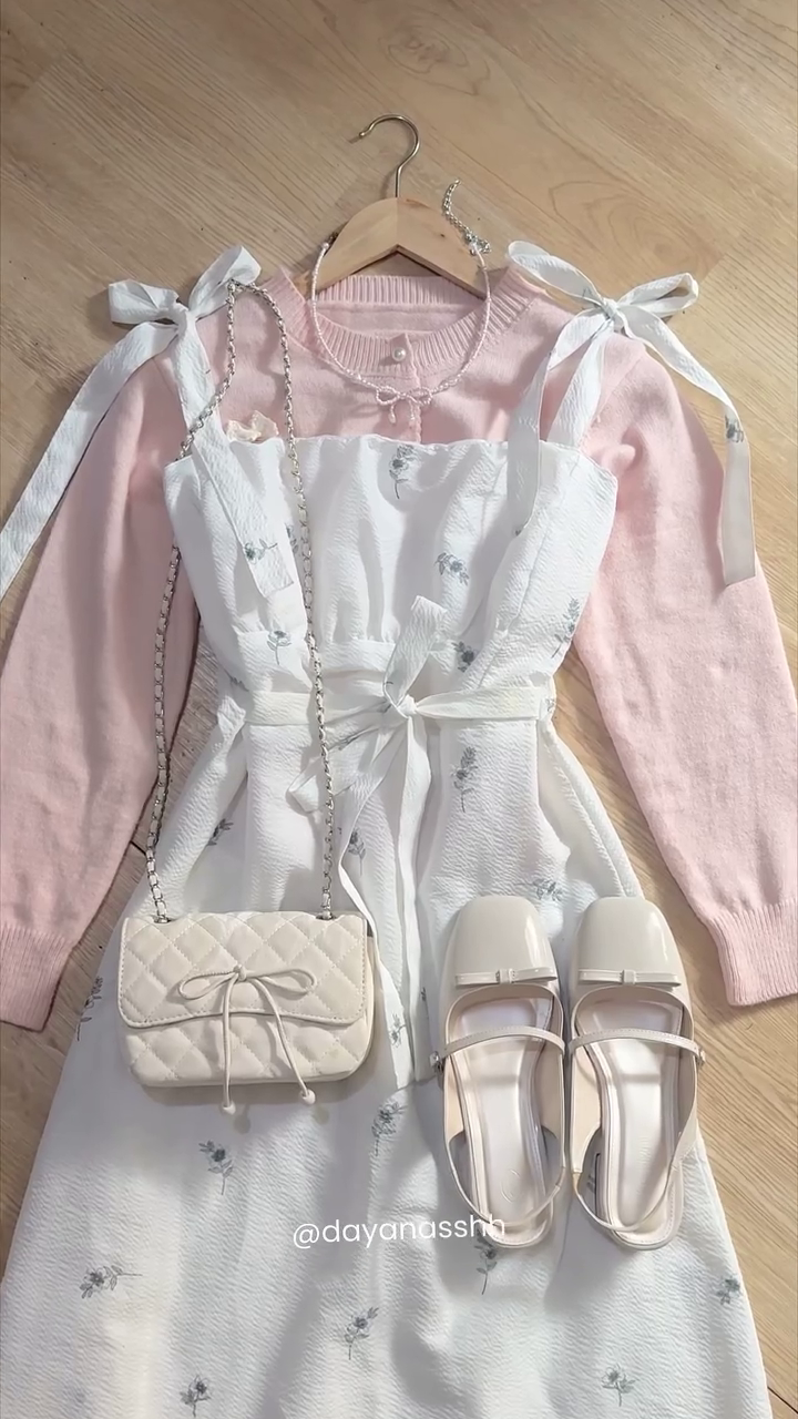 🌸 Blush Bloom Layered Dress Set – Soft Girl Aesthetic Dream 🌸