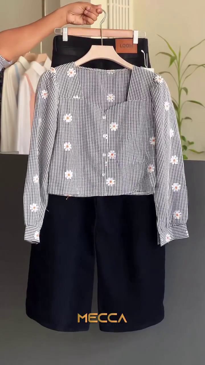 🖤 Daisy Check Chic Co-Ord Set | Gingham Floral Top & Tailored Shorts | XXS–XXL 🌼✨