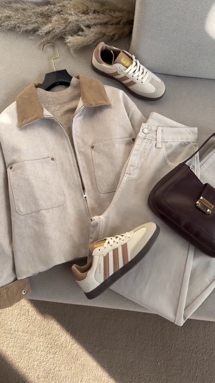 🤍 Luxe Minimalist Zip Jacket Set – Contrast Collar Jacket & Tailored Pants Collection (XXS–XXL)