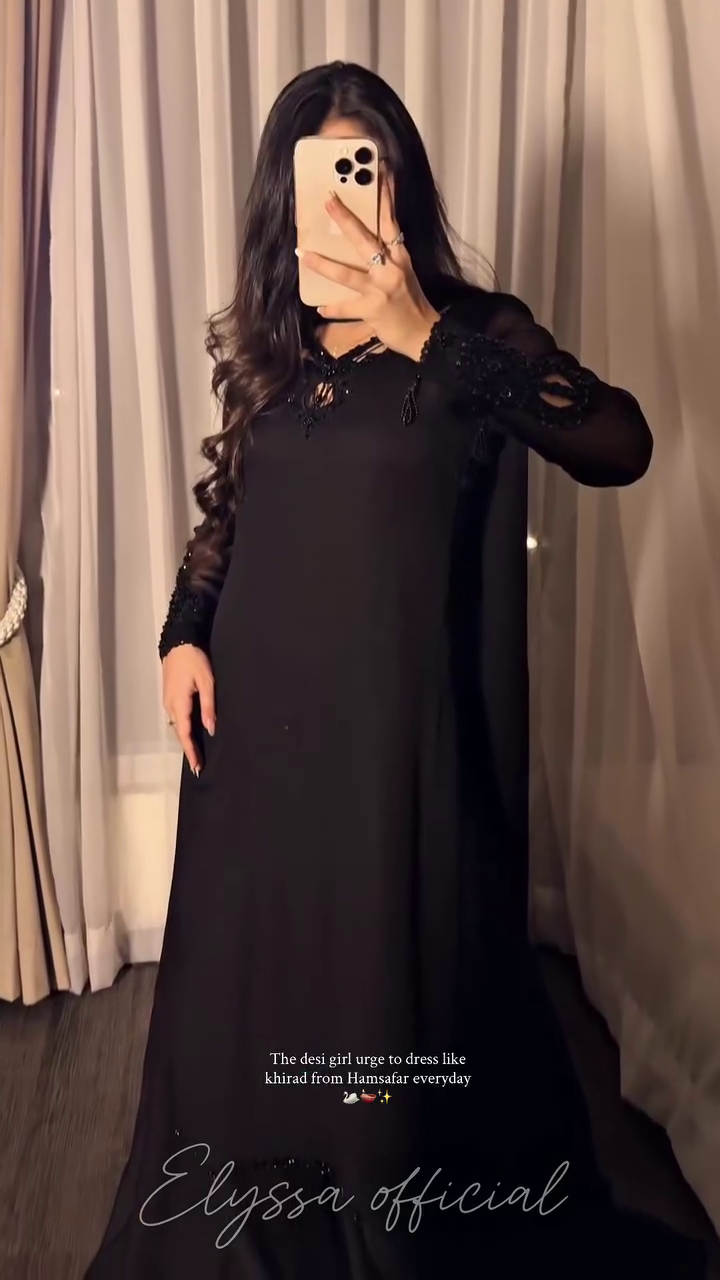 🖤 Midnight Elegance Embroidered Abaya Set – Luxury Modest Evening Outfit ✨👑