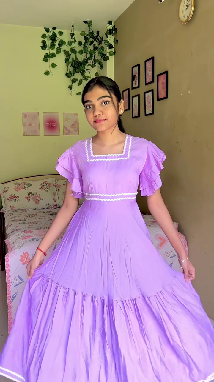 Lavender Dream Flowy Maxi Dress 🌸 | Elegant Ruffle Sleeve Tiered Dress
