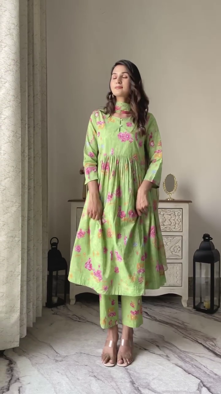 Blush Rose Ethnic Co-Ord Set 🌸 | Elegant Floral Kurta & Pants Set