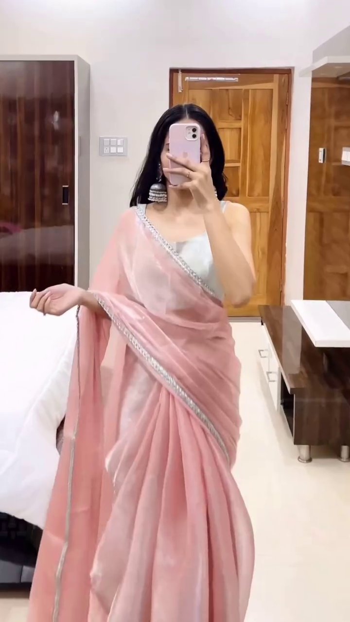 🌸 Blush Pink Elegance Saree – Soft Glam Statement Collection 🌸