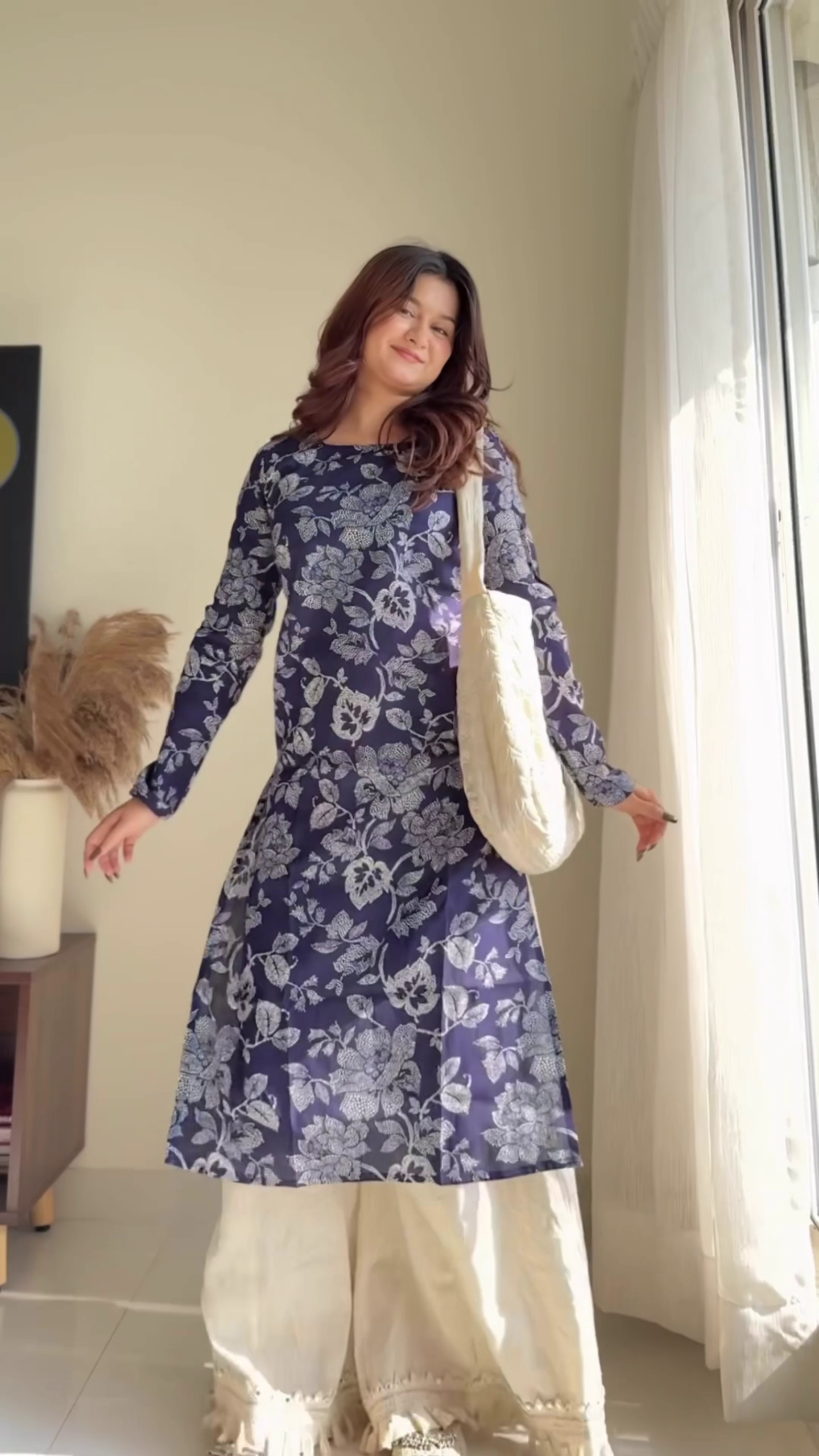 💙 Midnight Bloom Printed Kurta Set – Effortless Elegance with a Floral Touch 💙