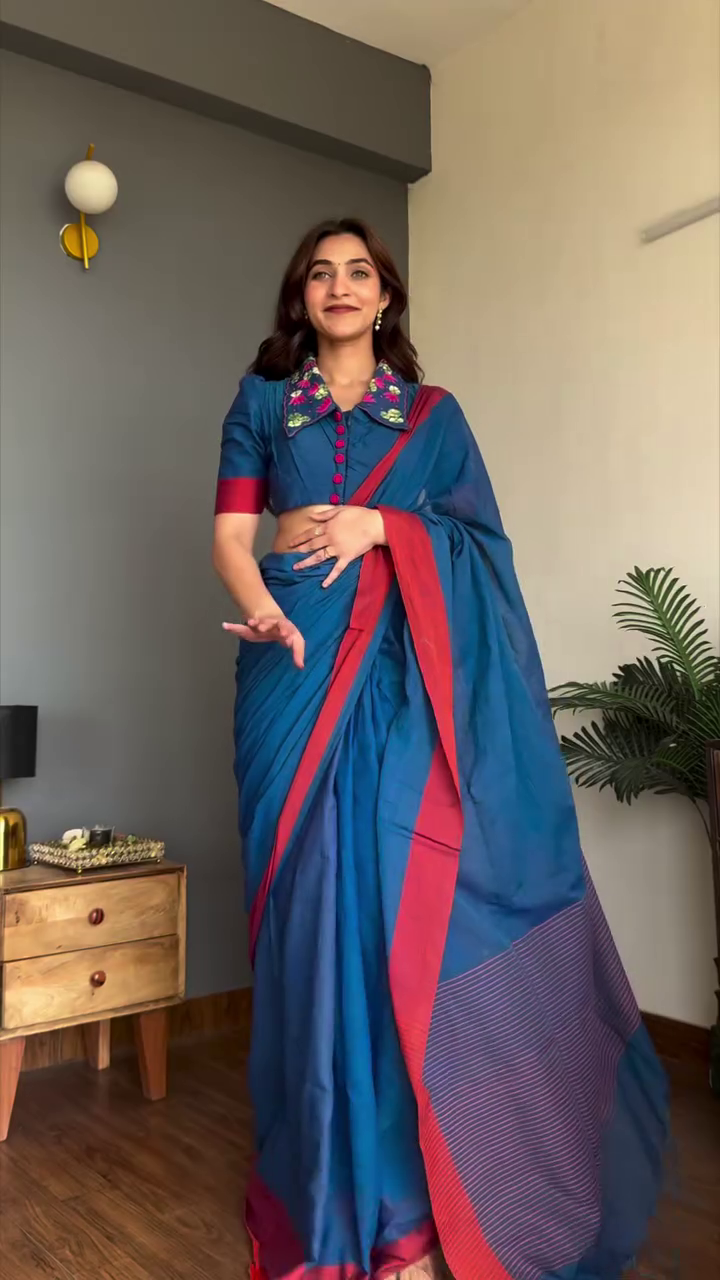 💙 Royal Indigo Saree with Statement Blouse – Tradition with a Bold Twist 💙