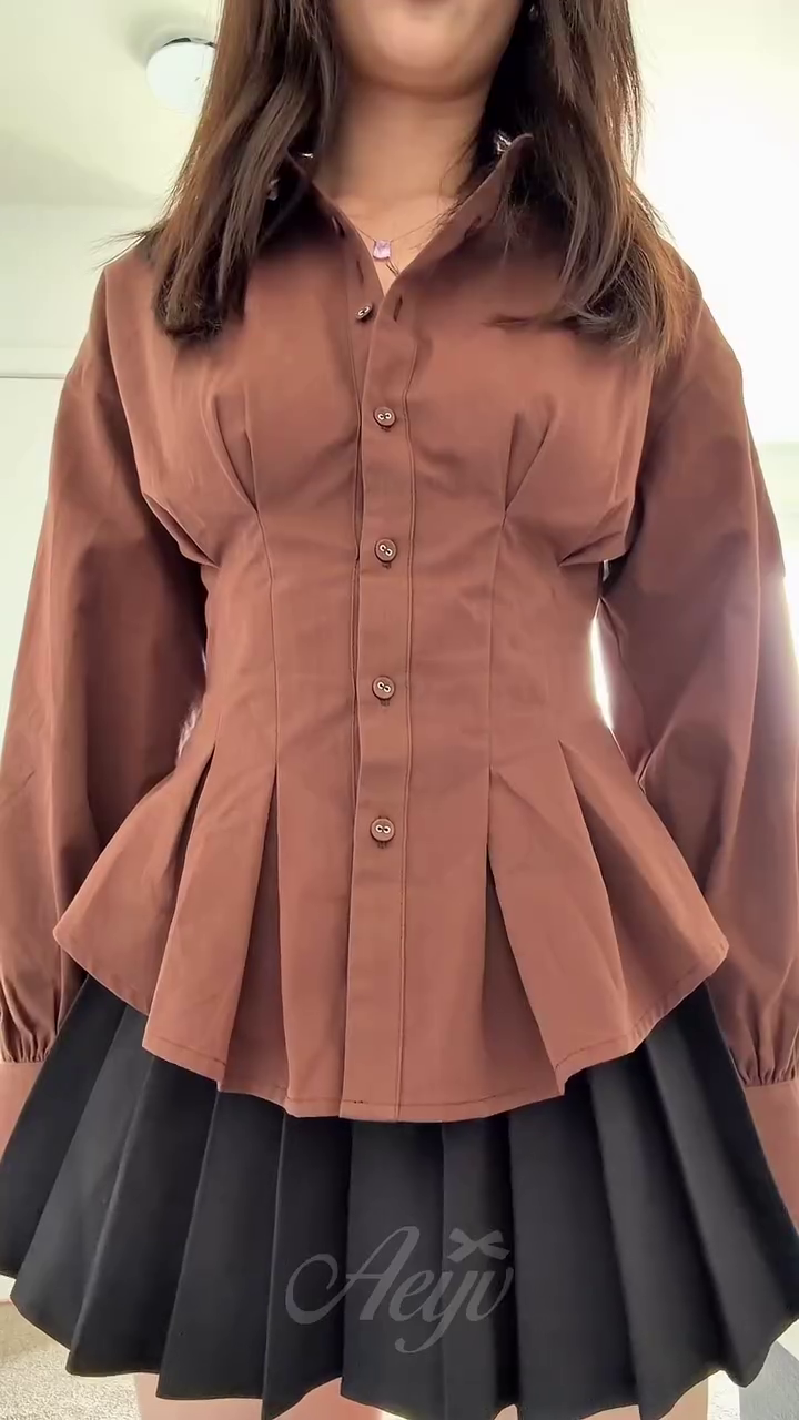 🤎 Cocoa Chic Peplum Shirt – Structured Elegance with a Feminine Twist 🤎