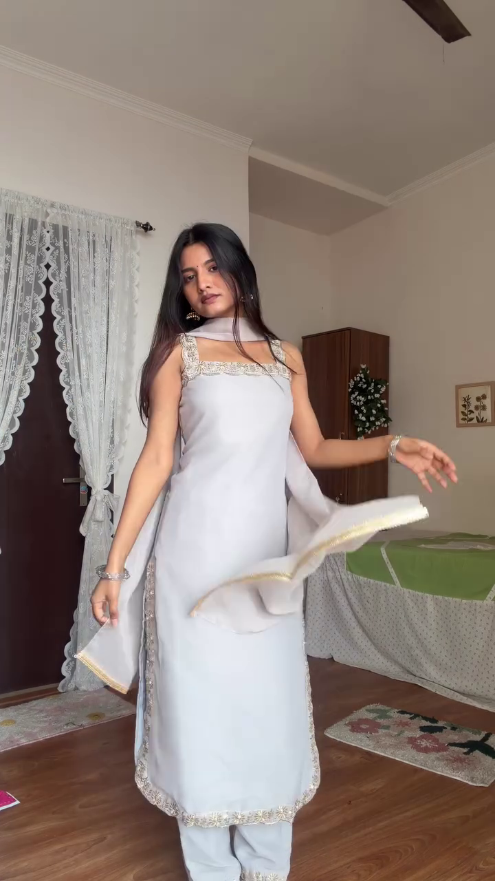 💚 Sage Elegance Embroidered Kurta Set with Dupatta – Grace in Every Detail 💚