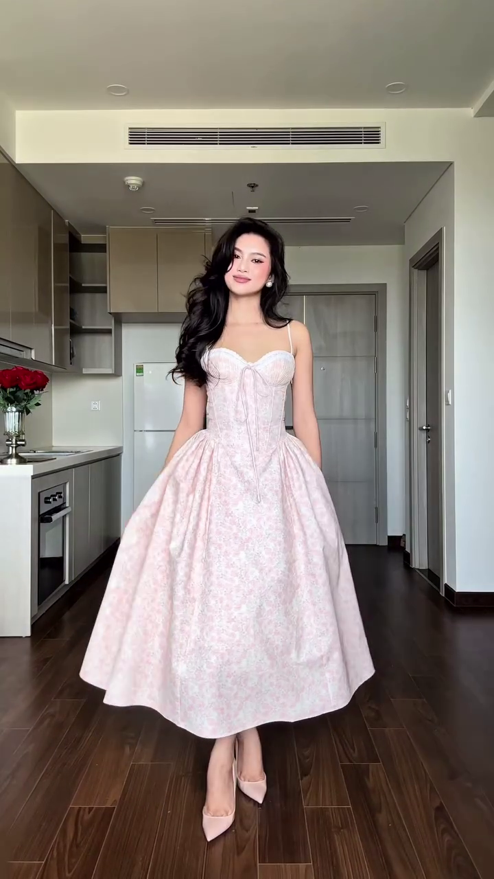 🌸 Blush Belle Corset Midi Dress – Dreamy, Feminine & Fairytale Ready ✨
