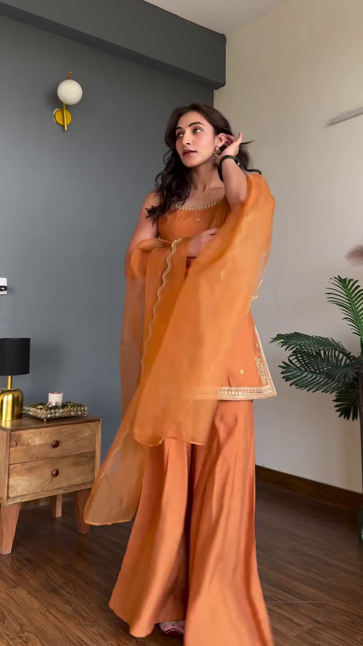 🧡 Sunset Glow Sharara Set – Elegant Ethnic Glam with a Modern Twist ✨