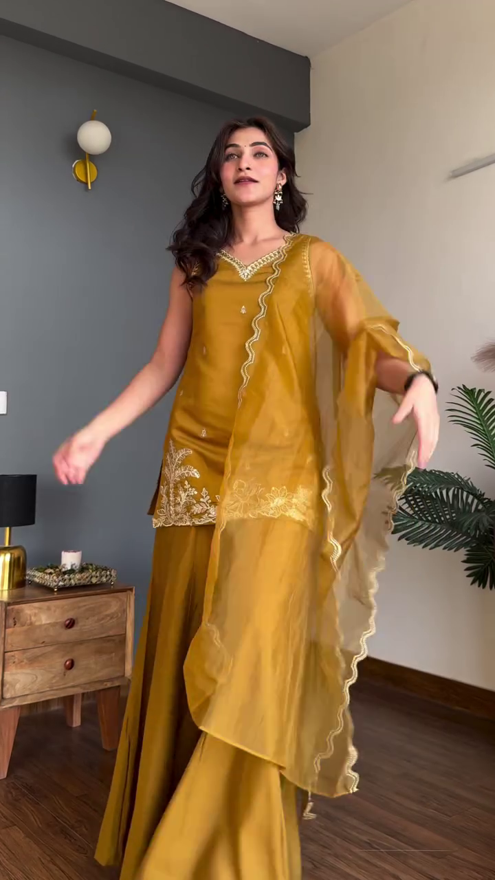 🧡 Sunset Glow Sharara Set – Elegant Ethnic Glam with a Modern Twist ✨