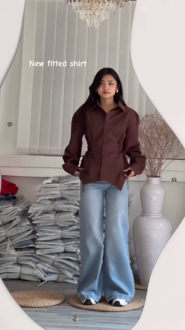 💙 Sky Sculpt Fitted Shirt – Modern Tailoring with a Chic Edge 💙