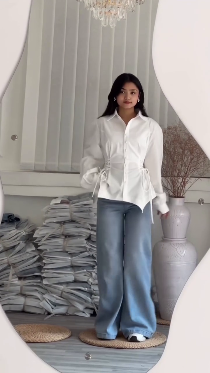 💙 Sky Sculpt Fitted Shirt – Modern Tailoring with a Chic Edge 💙