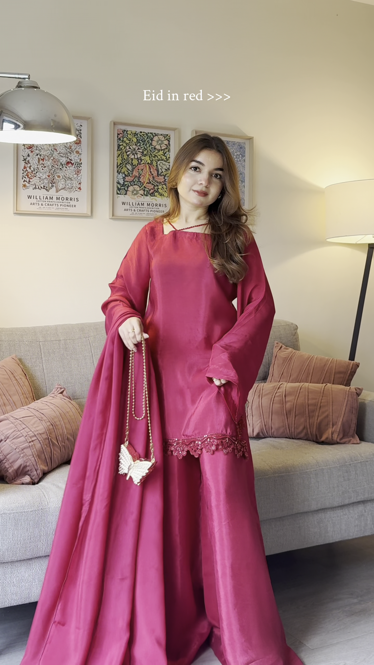 ❤️ Crimson Eid Luxe Kurta Set – Festive Elegance in Every Detail ❤️