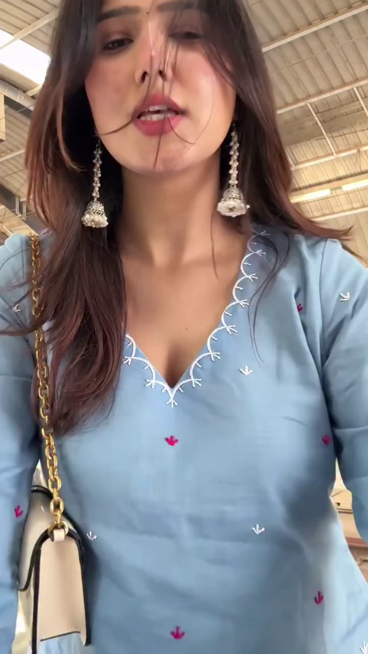 “Sky Grace Embroidered Kurti Set ☁️ | Elegant Everyday Ethnic Wear”