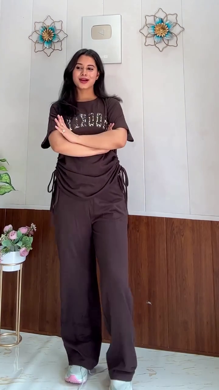 “Mocha Sporty Co-ord Set 🤎 | Chic Contrast Casual Lounge Wear”