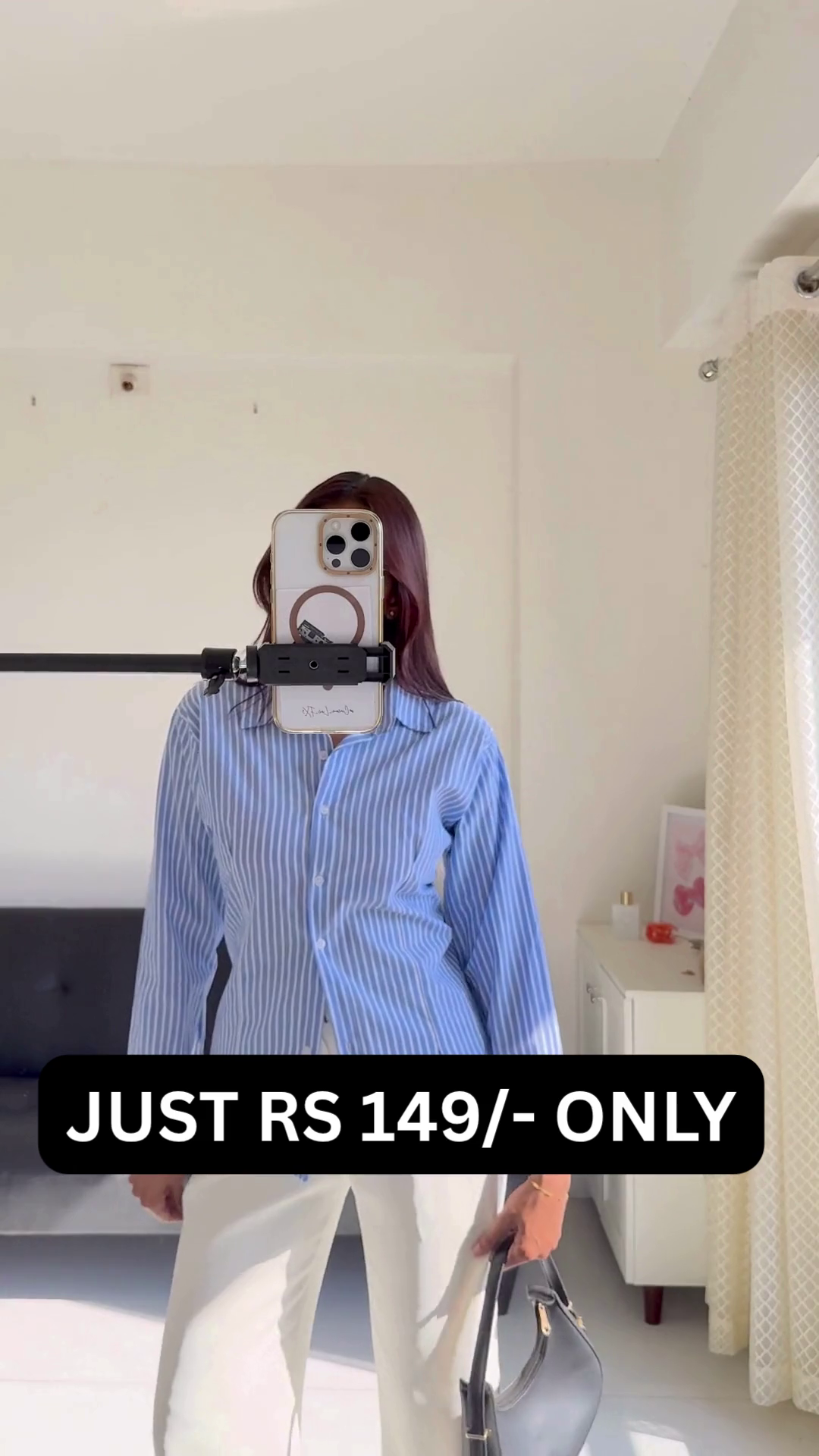 “Pinstripe Power Shirt 🤍 | Minimal Chic Office Essential”