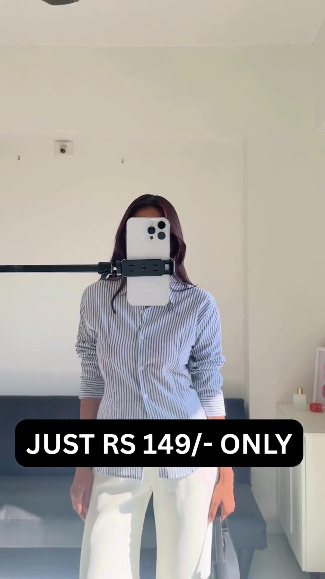 “Pinstripe Power Shirt 🤍 | Minimal Chic Office Essential”