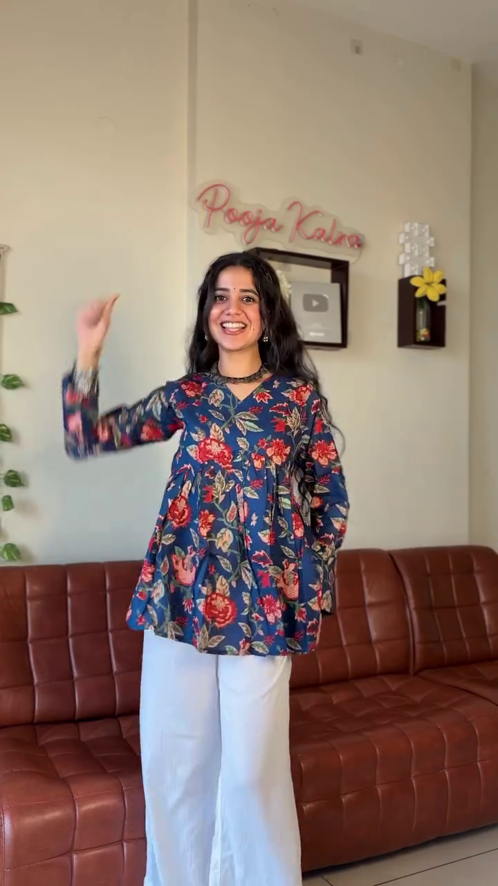 “Rani Bloom Peplum Kurti 🌺 | Flowy Festive Chic Top”