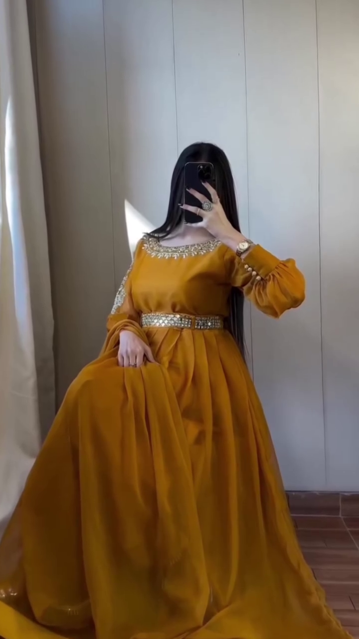 “Sunset Royale Anarkali Set 🌼 | Elegant Festive Flow Dress”