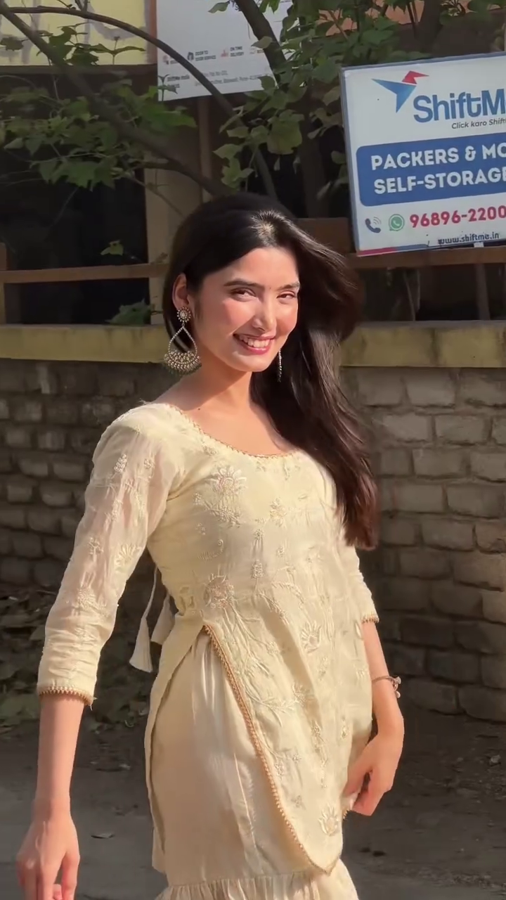 “Sunlit Ivory Sharara Set 🌿 | Graceful Festive Coord”