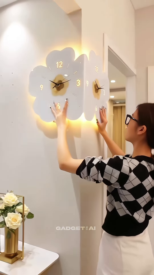 Dual-Sided LED Wall Clock – Elegant Flower Design