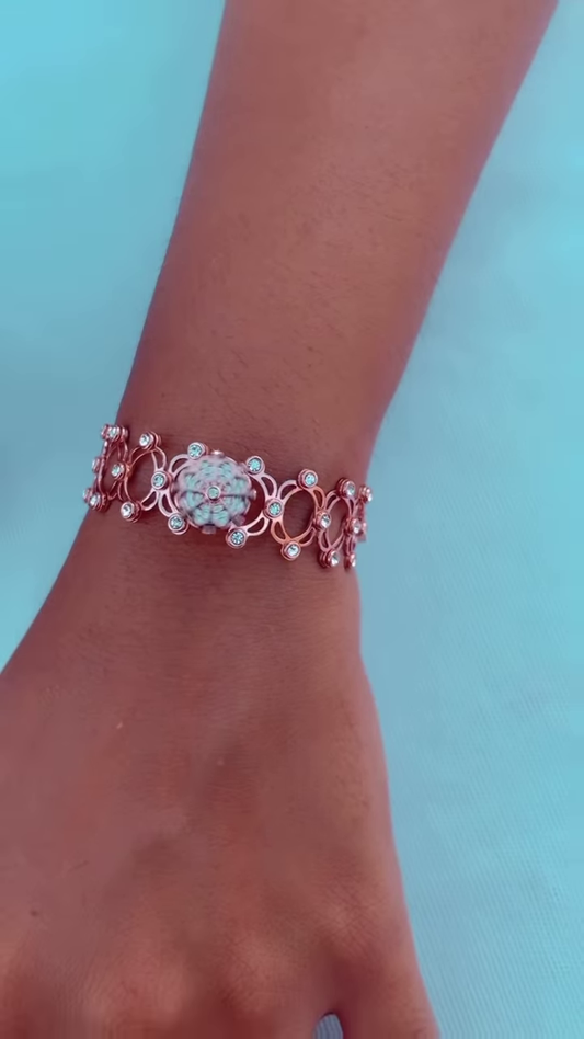 Sparkling Floral Bracelet & Ring Set – Elegant Statement Jewelry